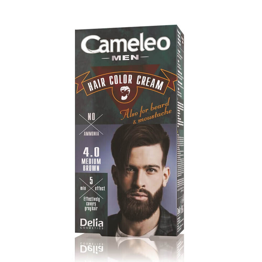 Cameleo Men Beard and Hair Hair Color 4.0 Medium Brown, 30ml