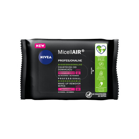 Nivea MicellAir Professional Lingettes nettoyantes biodégradables, 20 pièces