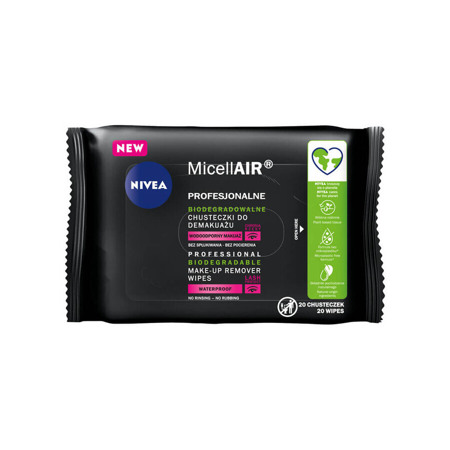 Nivea MicellAir Professional Lingettes nettoyantes biodégradables, 20 pièces