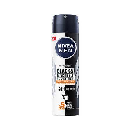 Nivea Men Black amp;White Invisible Unsichtbar Ultimate Impact Antitranspirant Spray, 150ml