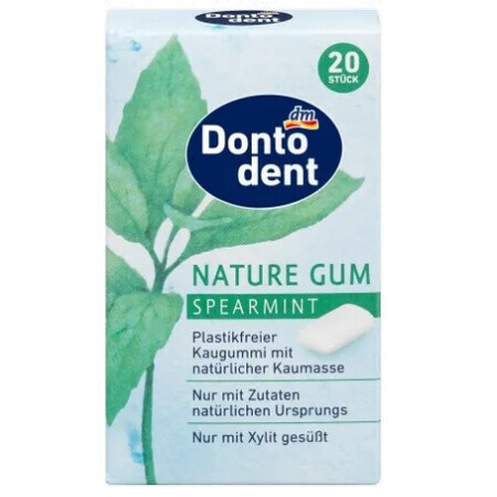 Dontodent, chewing-gum naturel en bâtonnets sans sucre, menthe verte, 20 pièces