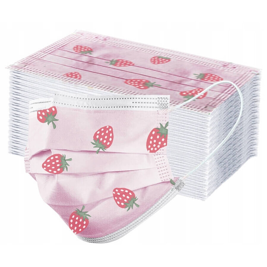 Masque de protection pour enfants, rose, 50 pièces.