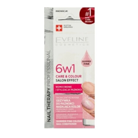 Eveline, 6w1 Care amp ; Colour Shimmer Pink , Baume pour les ongles, 5 ml