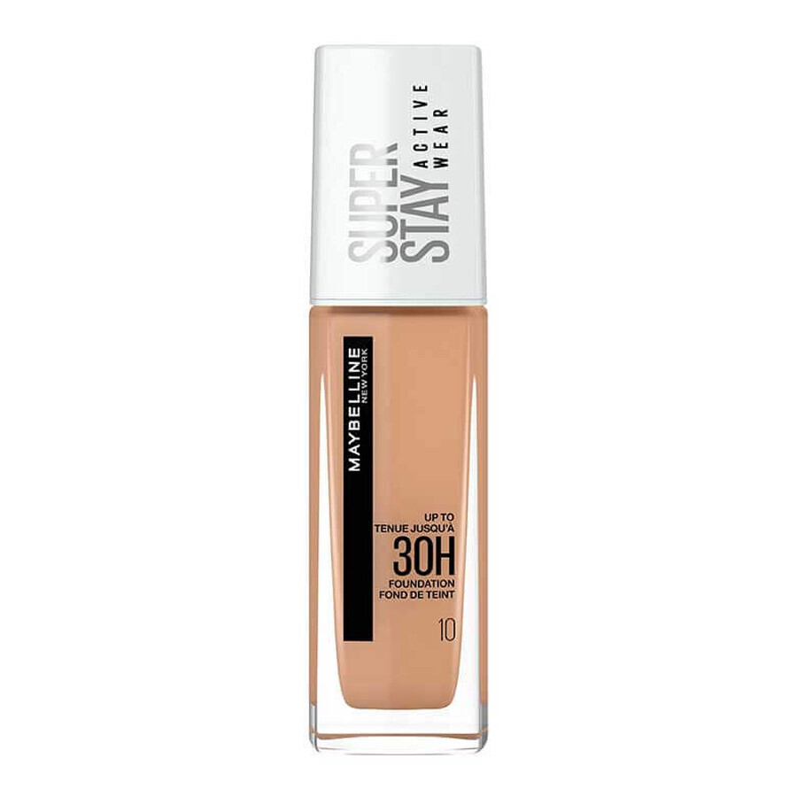 Maybelline Super Stay Active Wear Base de Maquillaje 30H Color Rostro 10 Marfil, 30ml