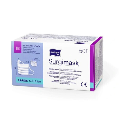 Surgimask Maschere mediche tipo IIR neopac, 50 pezzi - Lunga durata di conservazione!