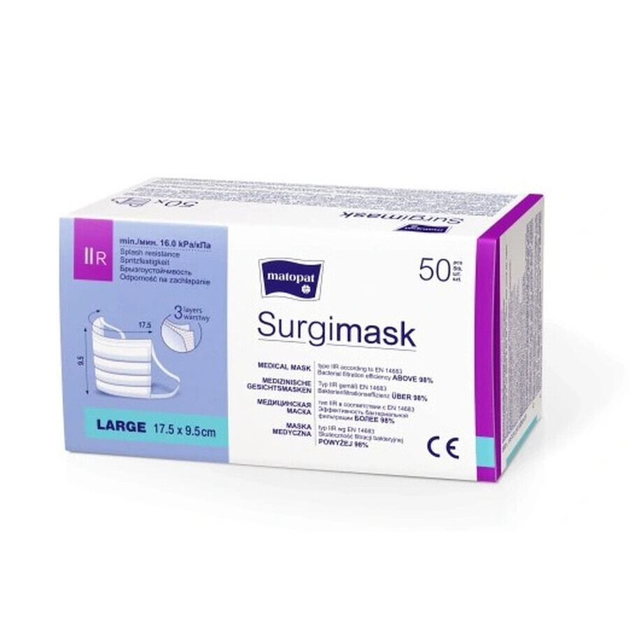 Surgimask Maschere mediche tipo IIR neopac, 50 pezzi - Lunga durata di conservazione!