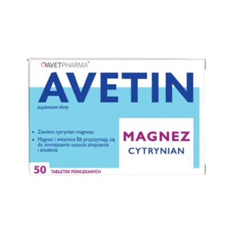 Avetin Citrate de Magnésium, 50 comprimés