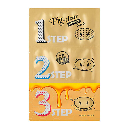 Holika Holika Pig-Clear Honey Gold Blackhead Cleansing Patch Set, 3 pieces