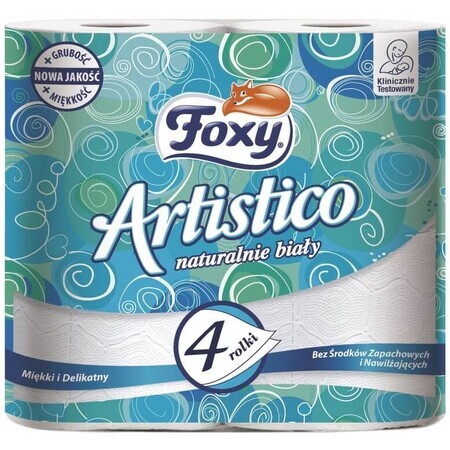 Foxy, Artistico Papier hygiénique blanc naturel, 4 rouleaux