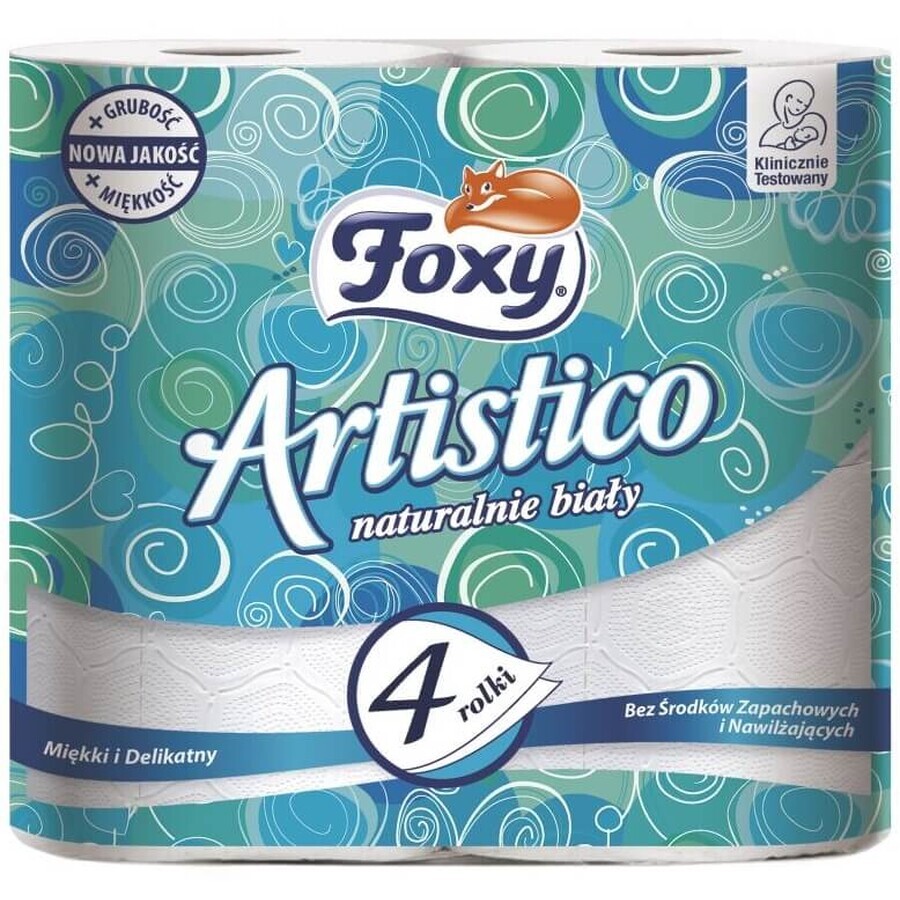 Foxy, Artistico Papier hygiénique blanc naturel, 4 rouleaux