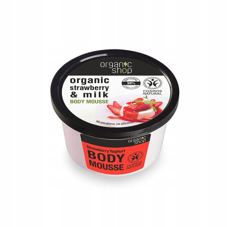 Organic Shop Mousse de fresa y leche con sabor a yogur de fresa, 250ml