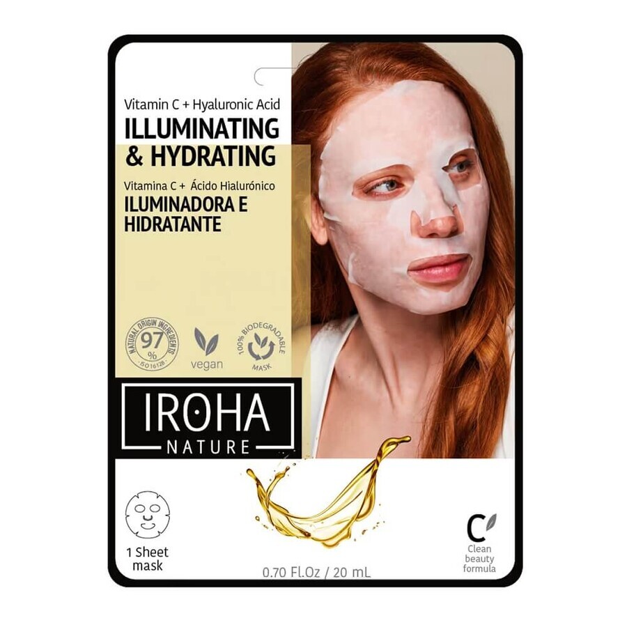 Iroha Nature Illuminating amp; Hydrating Tissue Mask mit Vitamin C und Hyaluronsäure, 20ml