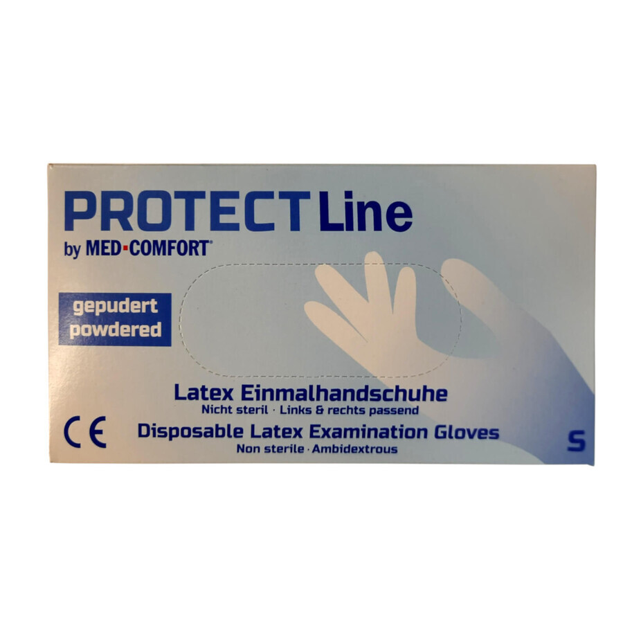 Protect line med-comfort, gants en latex, taille S, 100 pièces