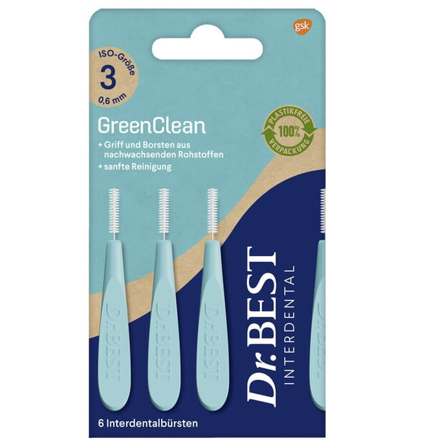 Dr.Best, GreenClean brosses interdentaires 0.6 mm ISO 3, 6 pièces