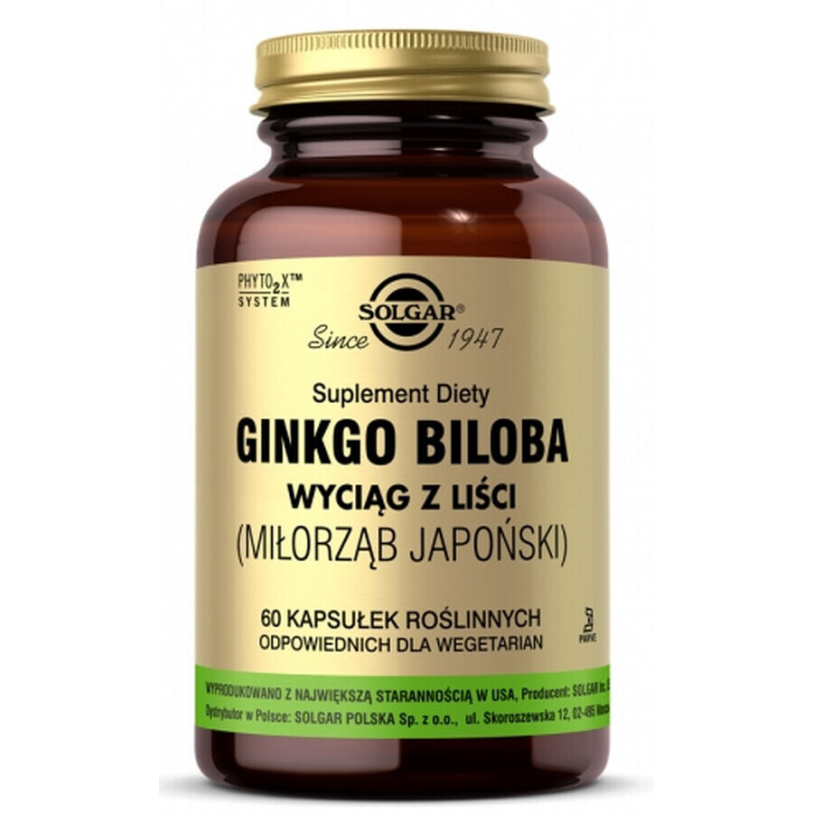 Solgar Ginkgo Biloba miorzb japonica 60 gélules