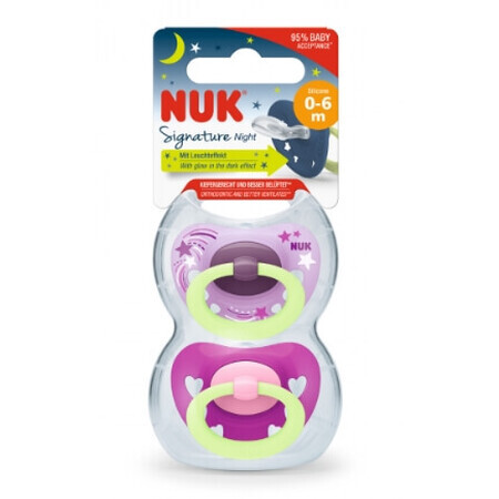 Nuk, Signature Night, Ciuccio, Gr.1, 2 pezzi