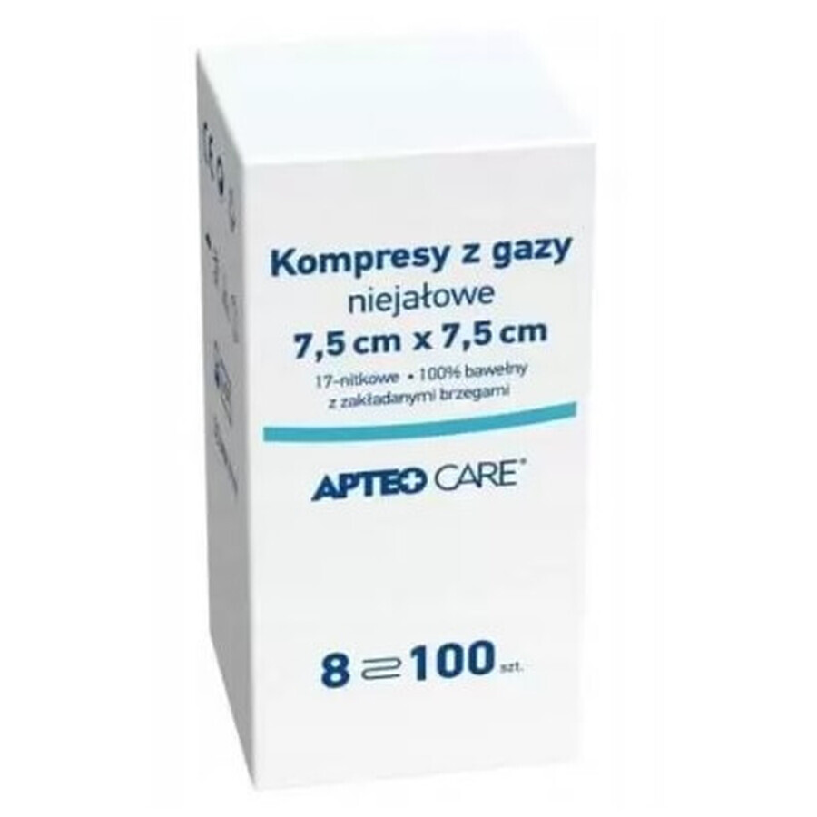 Apteo Care, compresses de gaze, non irritantes, 7.5x7.5cm, 100 pcs - Longue durée de vie !