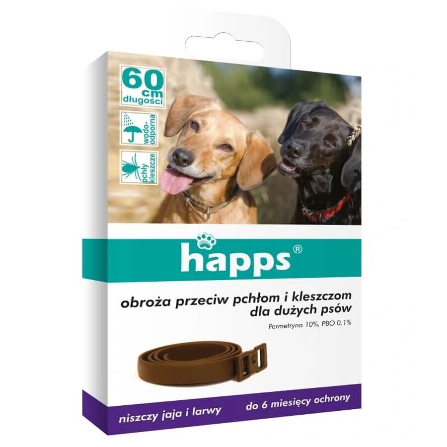 Happs, Collier anti-puces et anti-tiques pour grands chiens, 1 pc