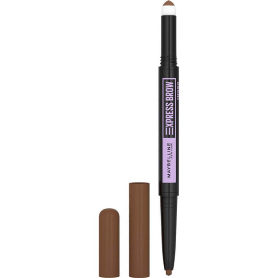 Maybelline Express Brow Satin Duo Matita per sopracciglia a doppia faccia 02 Marrone medio, 0,71 g