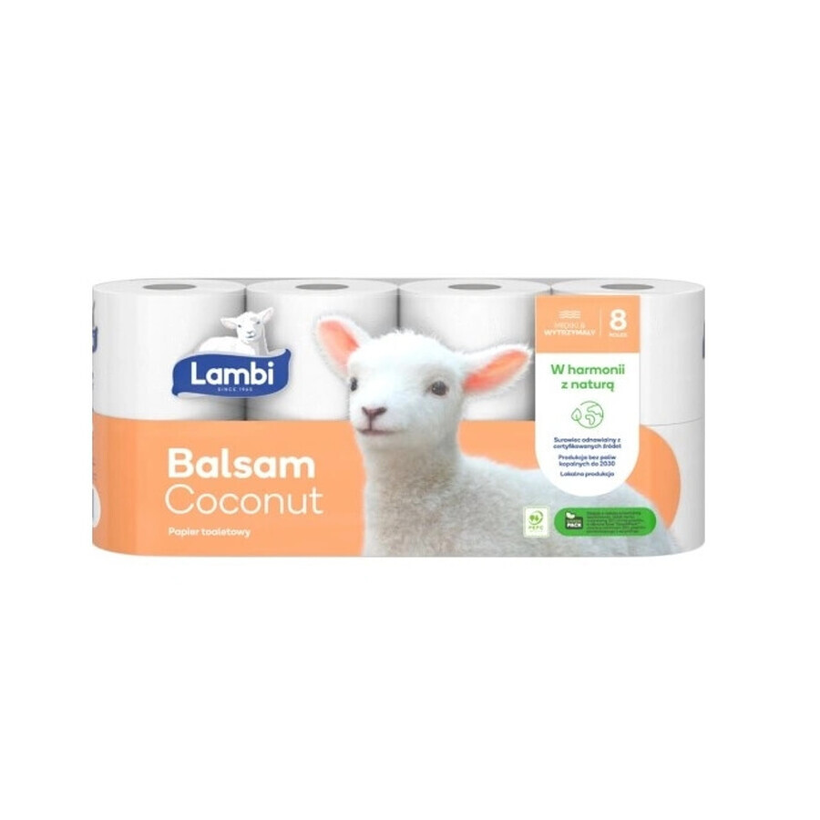 Papier hygiénique Lambi Coconut Balm, 8 rouleaux