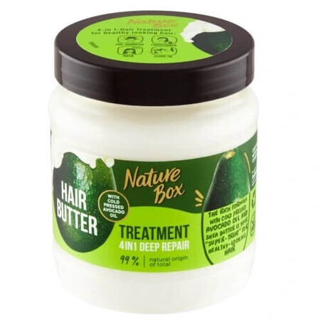 Nature Box Masque capillaire régénérant au beurre capillaire 4 en 1 et à l'huile d'avocat, 300 ml