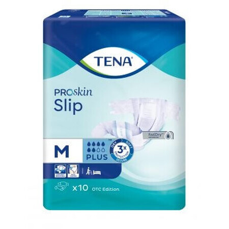 Pannolini Tena ProSkin Slip Plus OTC, taglia M, 10 pezzi - Lunga durata!