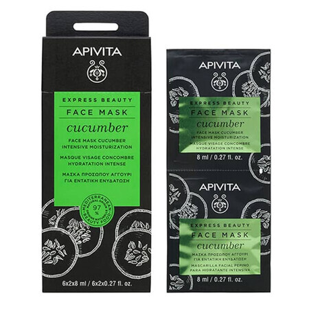 Apivita Express Beauty Intensive Moisturising Face Mask Cucumber, 2 x 8 ml