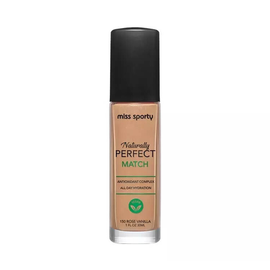 Miss Sporty Naturally Perfect Match Vegan Moisturizing Foundation 150 Rose Vanilla, 30ml