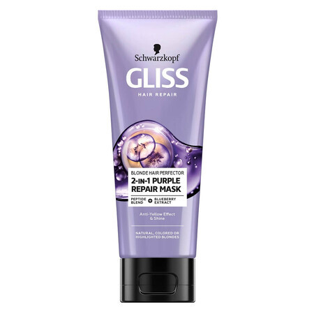 Gliss Blonde Hair Perfector 2-in-1 Purple Mask for Blonde Wax, 200ml