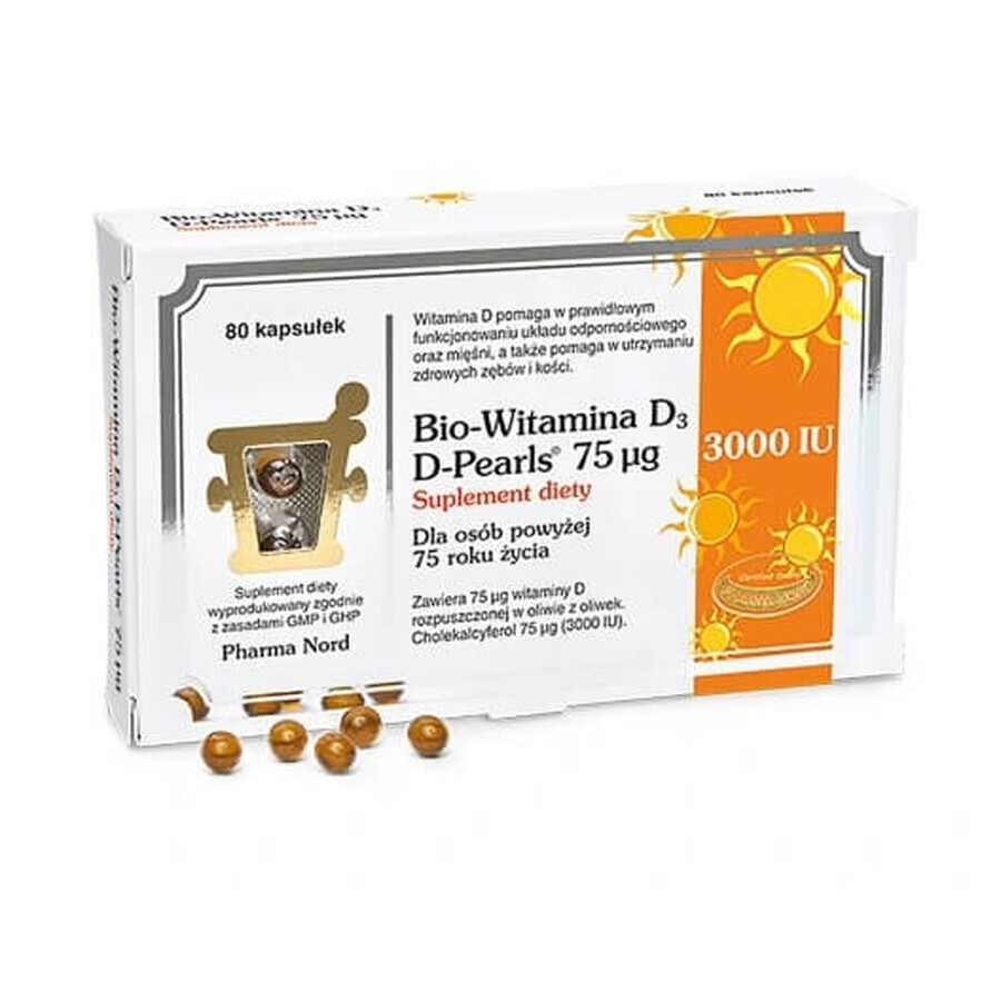 Bio-Vitamin D3 D-Perlen 75mcg, 80 Kapseln