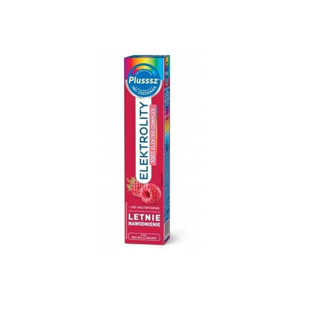 Plusssz Elektrolity + 100% Multivitamine Framboise et Grenade, 24 comprimés effervescents