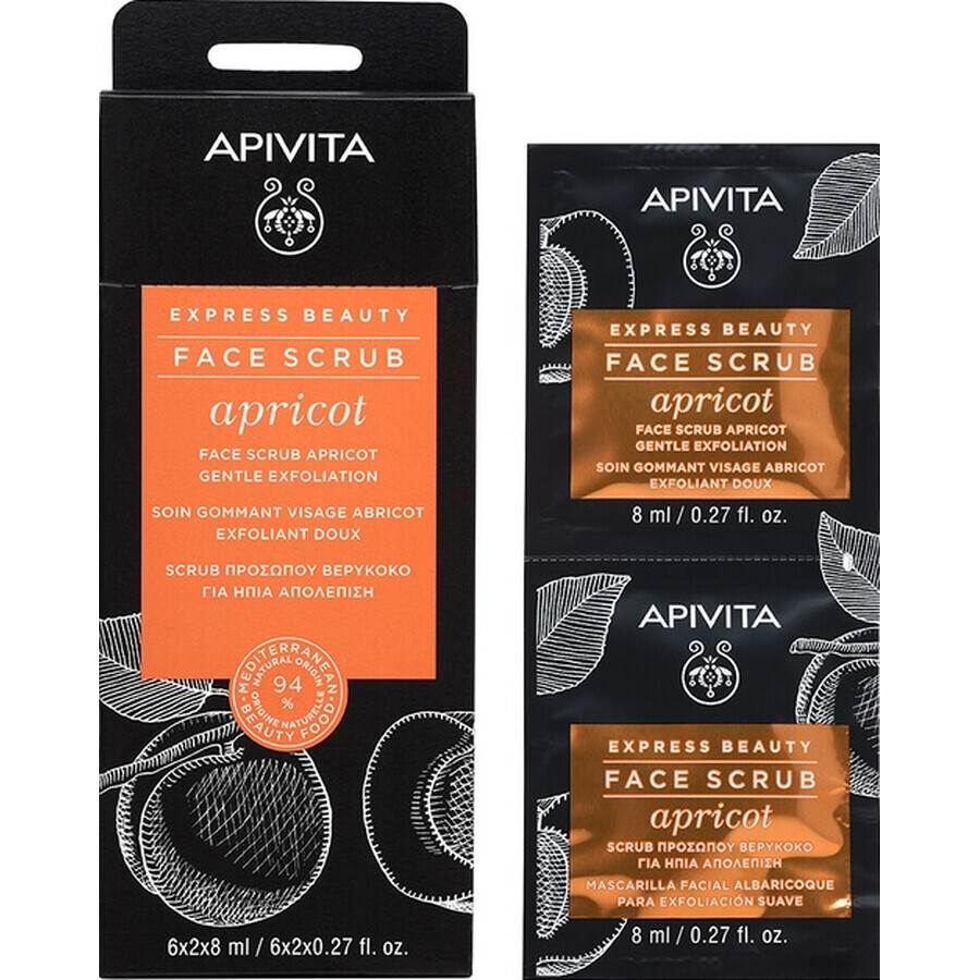 Apivita Express Beauty Exfoliante Facial Suave Caise, 2 x 8 ml