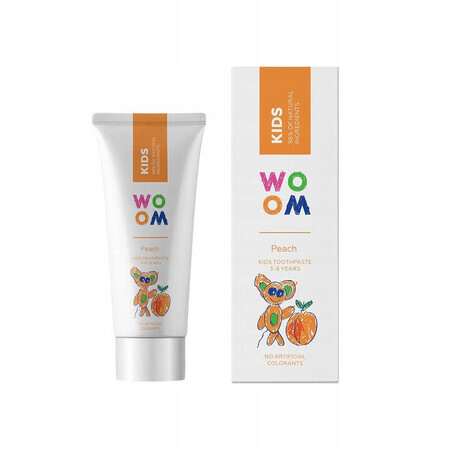 Woom Kids Natuurlijke Tandpasta voor kinderen van 3-8 jaar Perzik, 50ml