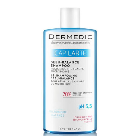 Dermedic Capilarte Capilarte Sebu-Balance shampooing pour rétablir l'équilibre du microbiome de la peau, 300 ml