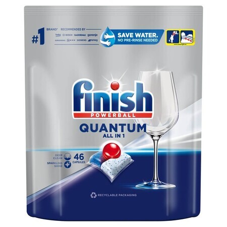 Finish Quantum Quantum All in 1 Capsule fresche per lavastoviglie, 46 pezzi