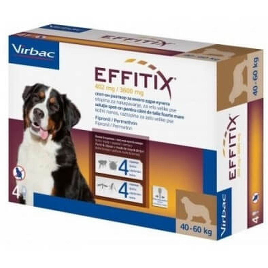 Antiparasitic for dogs 40-60 Kg Effitix XL, 4 pipettes, Virbac