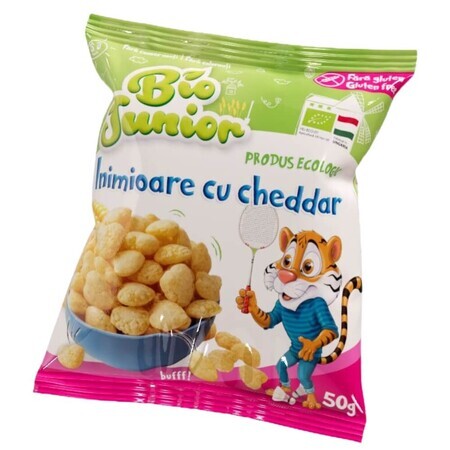 Eco gluten-free hearts with cheddar, 50 g, Bio Junior