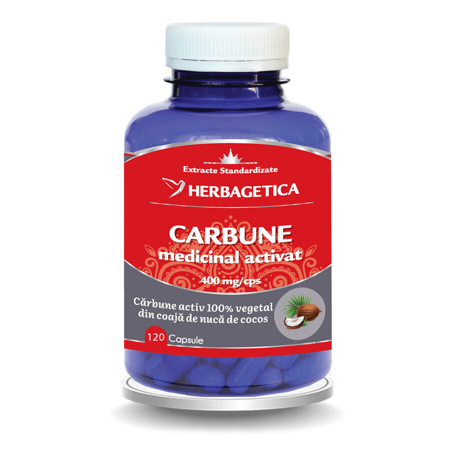 Carbone medicinale attivato, 120 capsule, Herbagetica