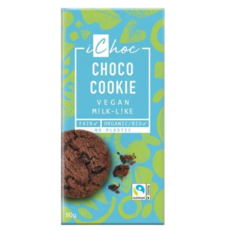 Ciocolata vegana eco Milk-Like Choco Cookie, 80 g, Ichoc