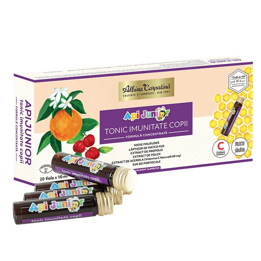 Apijunior Tonique immunitaire pour enfants, 20 ampoules, Albina Carpatina