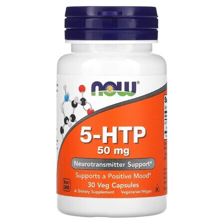 Neurotransmetteur 5-HTP, 50 mg, 30 gélules végétales, Now Foods