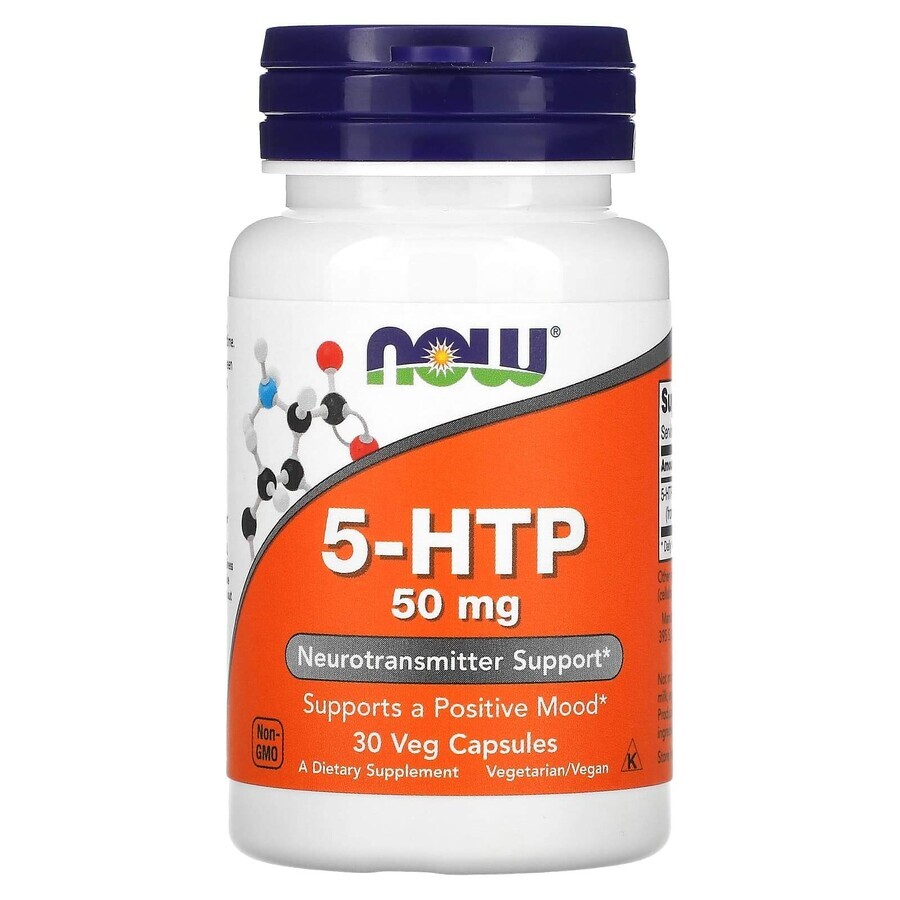 Neurotransmetteur 5-HTP, 50 mg, 30 gélules végétales, Now Foods