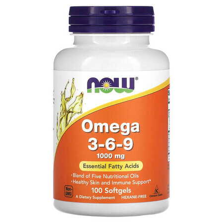 Omega 3-6-9, 1000 mg, 100 Weichkapseln, Now Foods