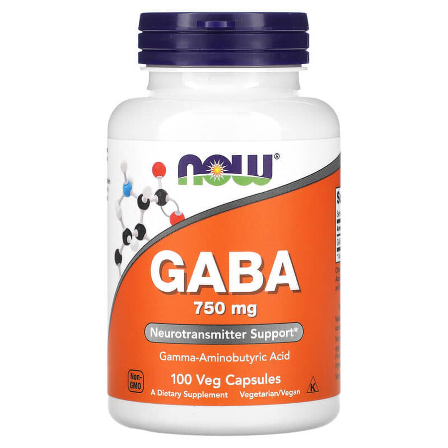 Gaba, 750 mg, 100 capsule vegetali, Now Foods