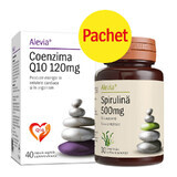 Paquet Coenzyme Q10 120 mg 40 gélules + Spiruline 500 mg 30 comprimés, Alevia