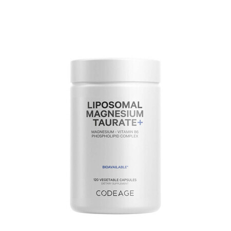 Codeage Liposomaal Magnesium Tauraat+, Liposomaal Magnesium Tauraat met Vitamine B6, 120 Cps