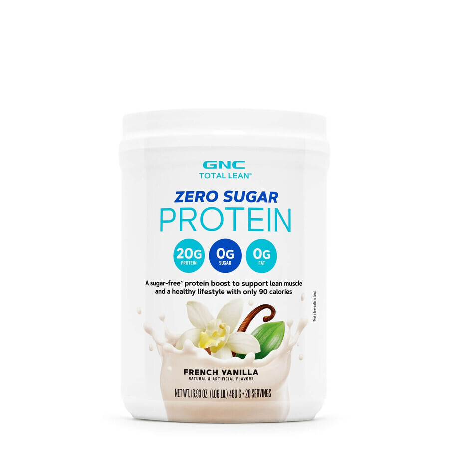 Gnc Total Lean Zero Sugar, Protéines sans sucre avec arôme de vanille, 480 g