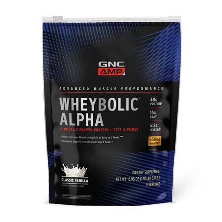 Gnc Amp Wheybolic Alpha, Proteine del siero del latte, gusto vaniglia, 537,3 G