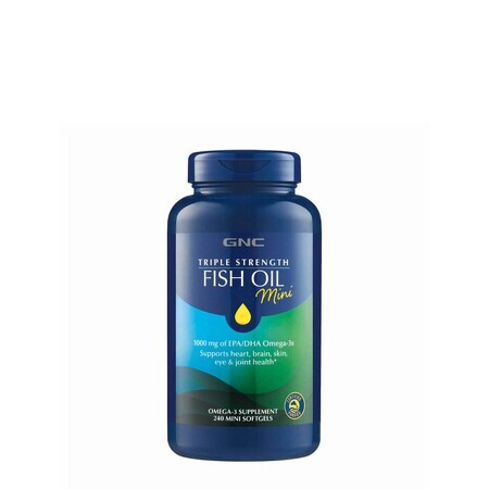 Gnc Triple Strength Fish Oil Mini, Mini Cápsulas de Aceite de Pescado, 240 Cps