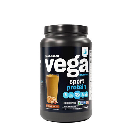 Vega Sport Premium Protein, Proteina Vegetala Premium Cu Aroma De Unt De Arahide, 815 G